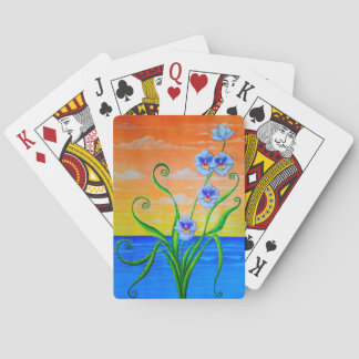 Sunset Ocean Orchids Playing Cards