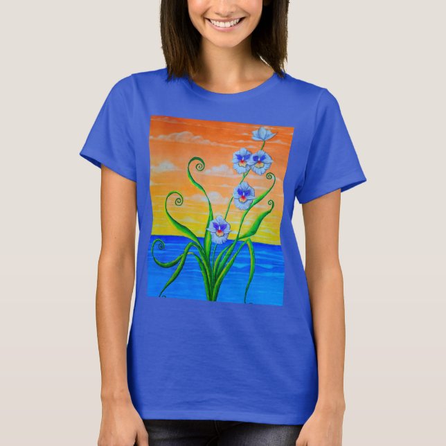 Sunset Ocean Orchids T-Shirt (Front)