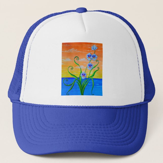 Sunset Ocean Orchids  Trucker Hat (Front)