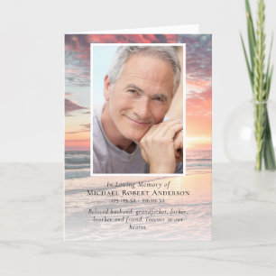 Sunset Ocean Photos Folded Memorial Funeral Programme