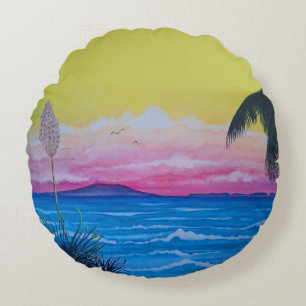 Sunset Ocean Round Cushion