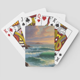 Sunset Ocean Seascape Painting Artwork Playing Cards