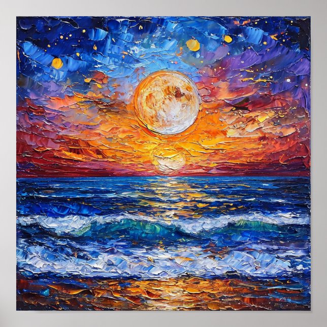 Sunset ocean seascape poster (Front)