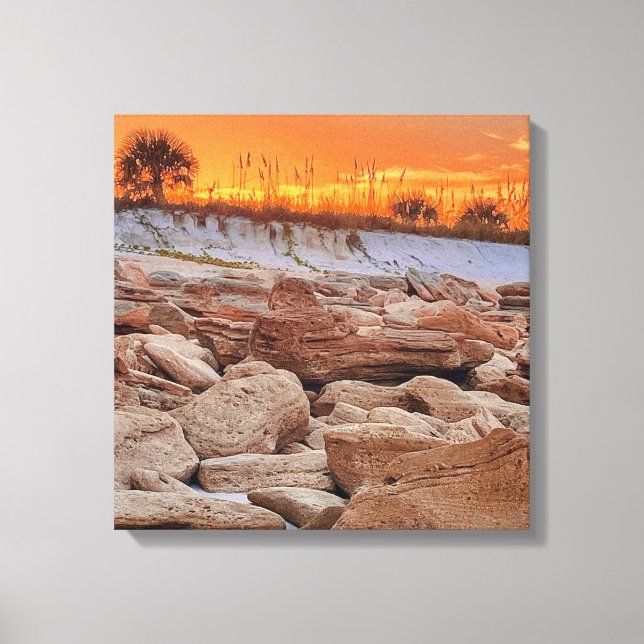 Sunset ocean shoreline Canvas  Print (Front)