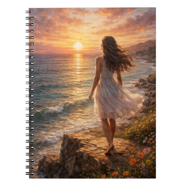 Sunset Ocean Spiral Photo Notebook (Front)