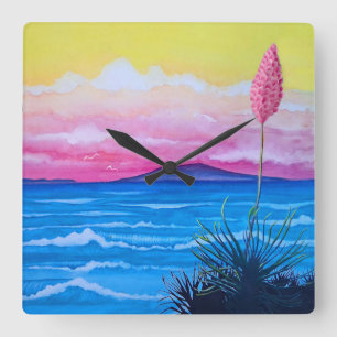 Sunset Ocean Square Wall Clock