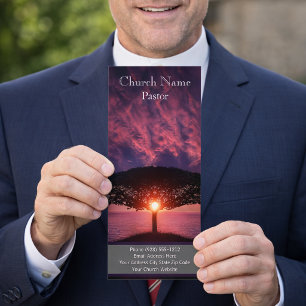 Sunset Ocean Tree Church Rack Card, Ministry Card