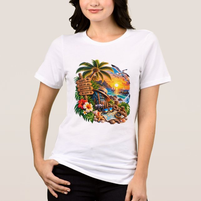  Sunset Ocean Vacation Tri-Blend Shirt (Front)