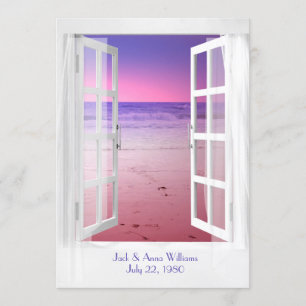 Sunset Ocean view Vow Renewal Ceremony Invitation