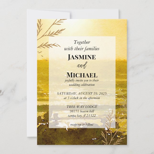 Sunset Ocean Water Invitation (Front)
