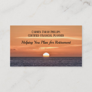 Sunset Ocean Water Sun Orange Retirement Template Business Card