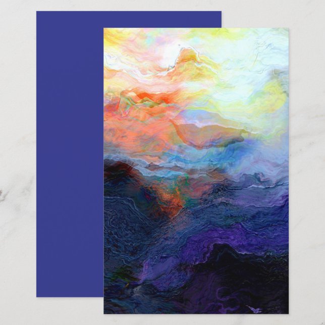 Sunset Ocean Watercolor 5.5x8.5 Scrapbook Paper (Front/Back)