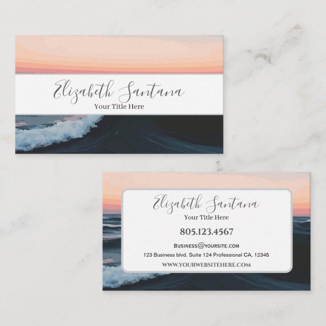 Sunset Ocean Wave Business Card (Front/Back)
