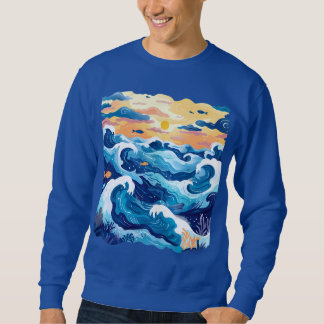 Sunset Ocean Waves T-Shirt – Artistic Sea and Sky  Sweatshirt