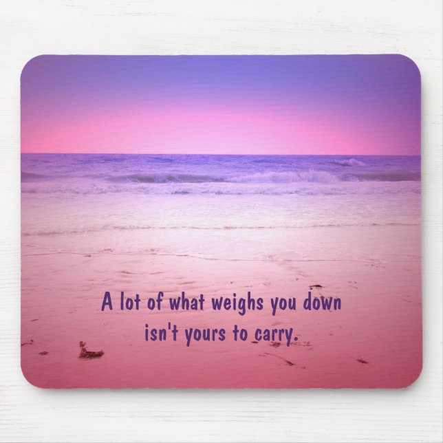 Sunset ocean with quote mouse pad (Front)
