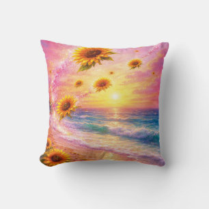 Sunset of Infinite Peace: Magical Sunflowers Cushion