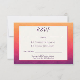 Sunset Ombre Beachy Coastal Modern Wedding RSVP Card