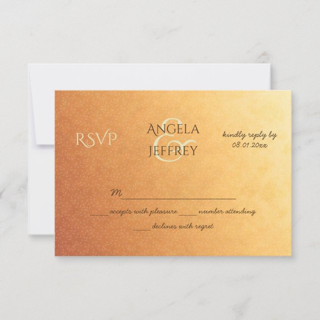Sunset Ombre Gradient w/ tiny leaves pattern RSVP Card (Front)