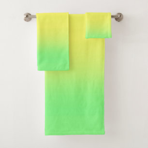 Sunset Ombre green & Yellow Bath Towel Set