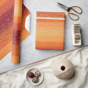 Sunset Ombre Mixed Orange Glitter Pattern Wrapping Paper