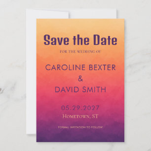 Sunset Ombre Modern Beachy Coastal Surf Wedding Save The Date