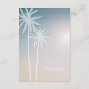 Sunset Ombré Palm Trees Beach Wedding RSVP Card