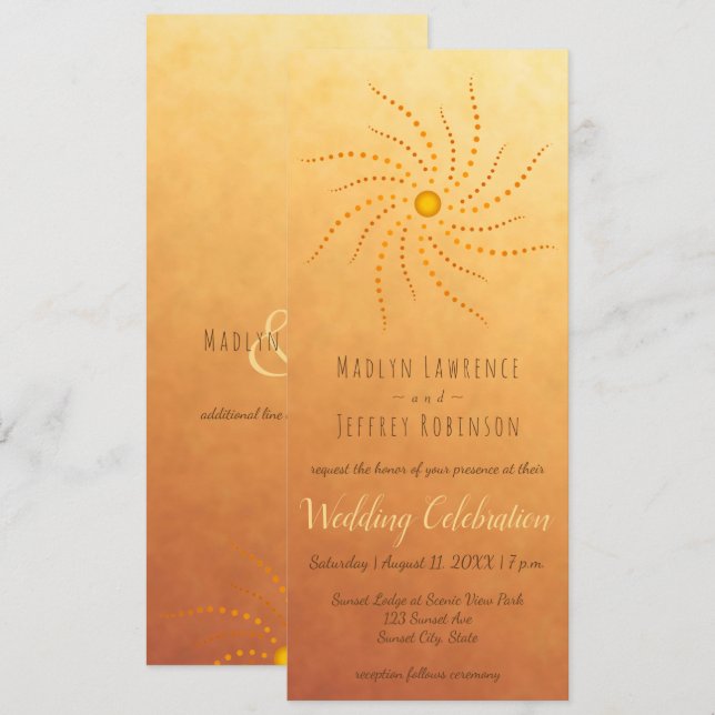 Sunset ombre rays of sunlight dots mandala invitation (Front/Back)
