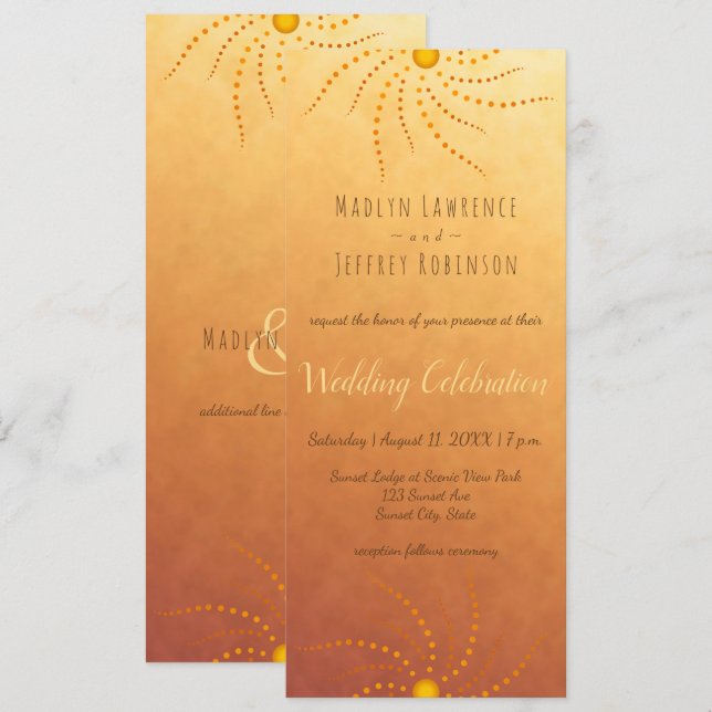 Sunset ombre sunny dots mandala wedding invitation (Front/Back)