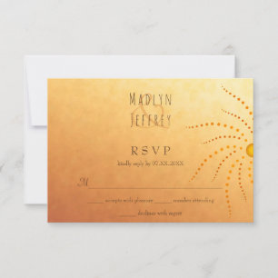 Sunset ombre sunny dots mandala wedding RSVP card