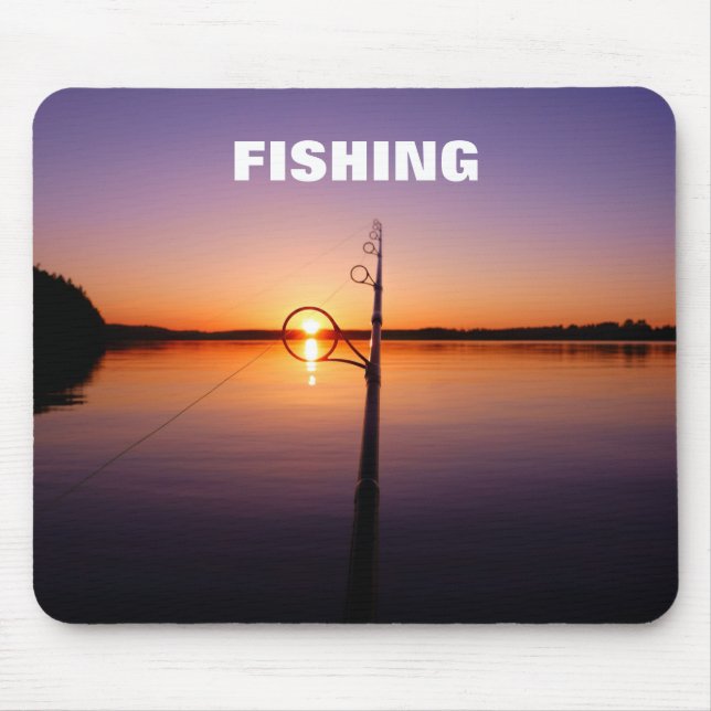 Sunset on a summer lake seen through a fishing rod mouse mat (Front)