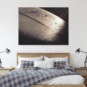 Sunset on a Surfboard Stretched Canvas Print