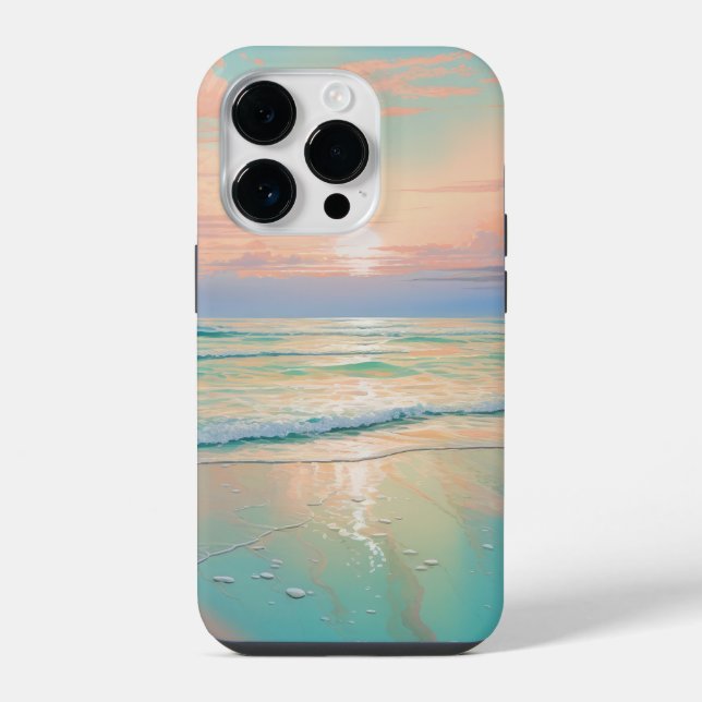 Sunset on a tranquil beach landscape iPhone case (Back)