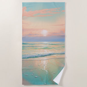 Sunset on a tranquil beach landscape towel