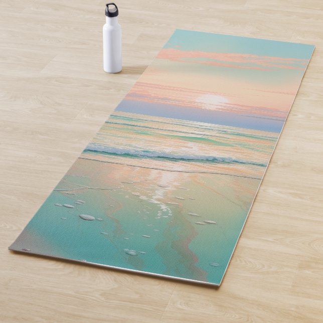 Sunset on a tranquil beach landscape yoga mat (In Situ)