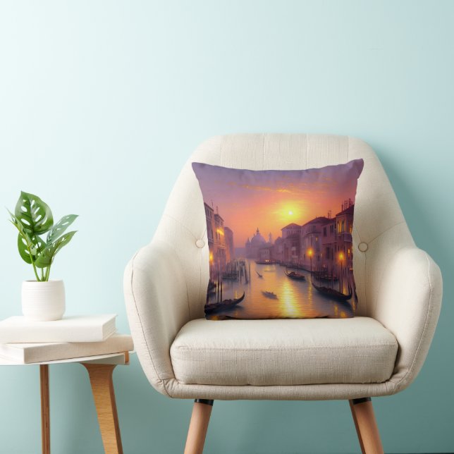 Sunset On A Venice Canal Digital Art   Cushion (Chair)