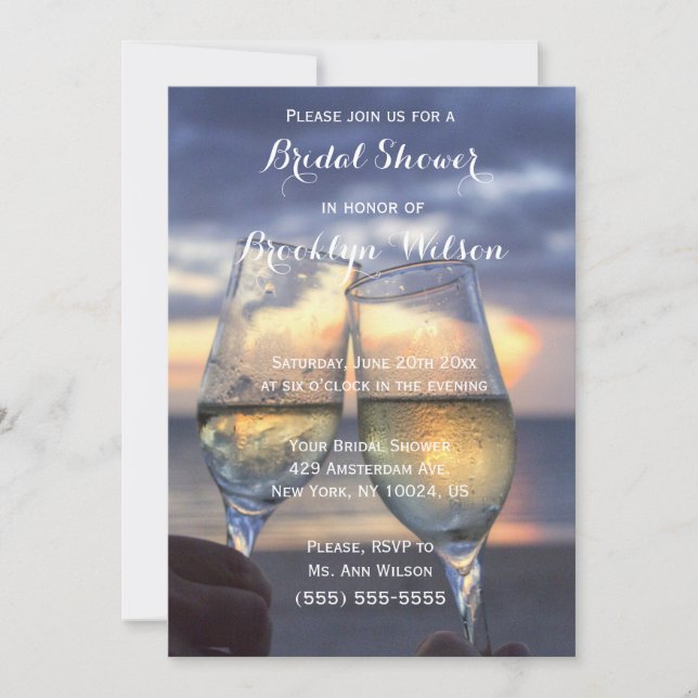 Sunset On Beach Bridal Shower Invitations (Front)