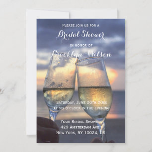 Sunset On Beach Bridal Shower Invitations