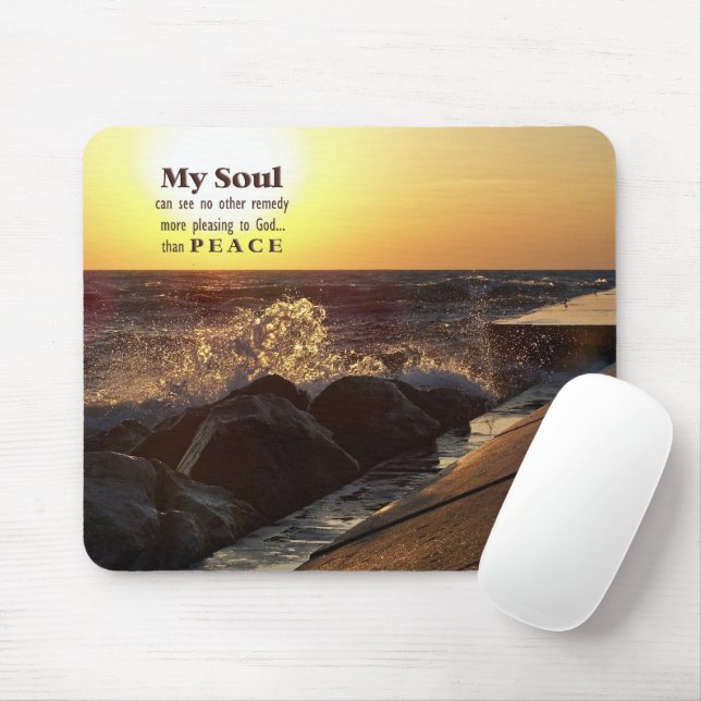 Sunset On Beach Rocks Quote Mouse Mat (With Mouse)
