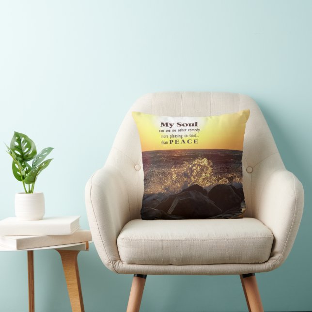 Sunset On Beach Rocks With Quote Cushion (Chair)