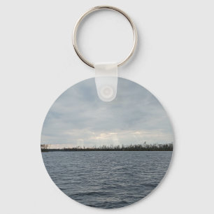 Sunset on Broad Creek Light beaming on the water Key Ring