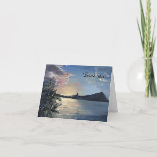 Sunset on Diamond Head in Hawaii Thank You Card