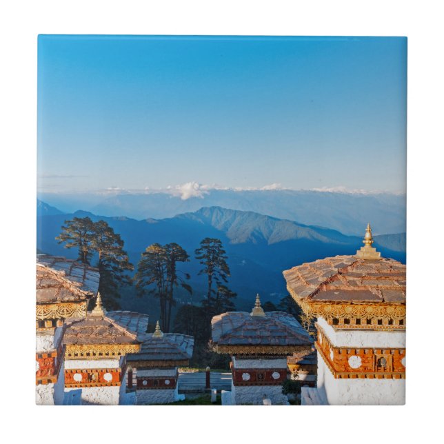 Sunset on Dochula Pass - Bhutan, Himalaya Tile (Front)