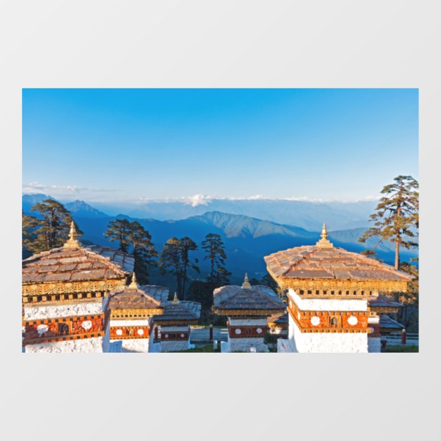 Sunset on Dochula Pass - Bhutan, Himalaya Window Cling (Sheet)