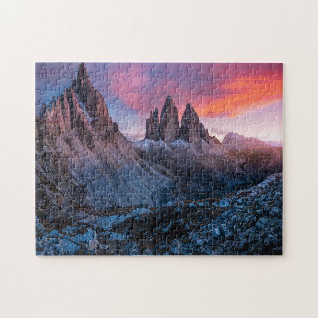 Sunset on Dolomites Mountain Italy Jigsaw Puzzle (Horizontal)
