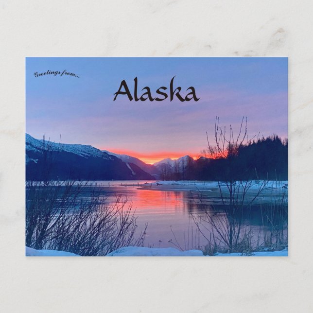 Sunset on Douglas and Juneau Alaska  Postcard (Front)