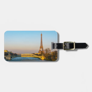 Sunset on Eiffel tower and Pont Rouelle - Paris Luggage Tag