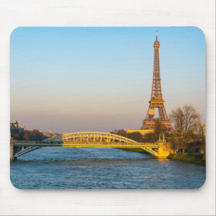 Sunset on Eiffel tower and Pont Rouelle - Paris Mouse Mat