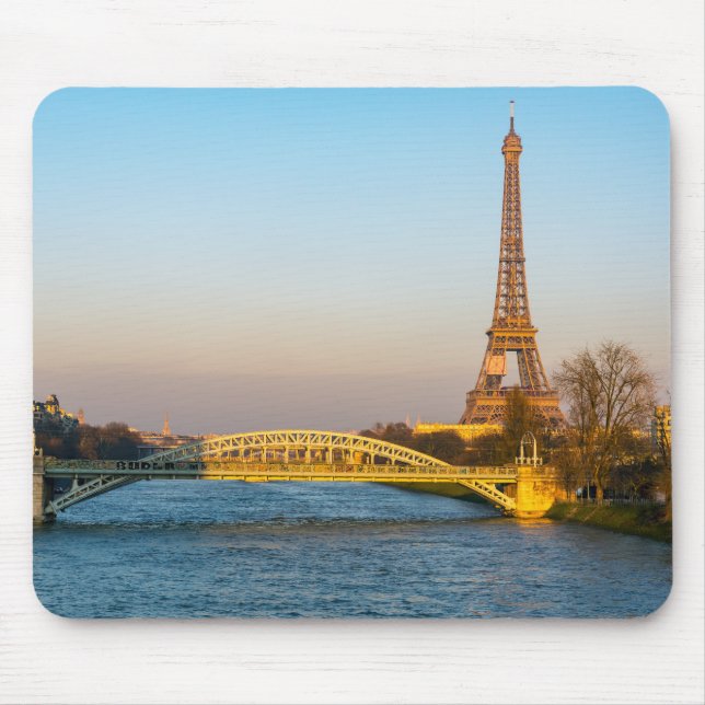 Sunset on Eiffel tower and Pont Rouelle - Paris Mouse Mat (Front)