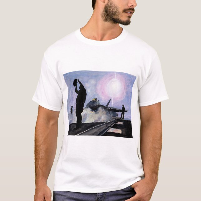 Sunset on flight deck T-Shirt (Front)
