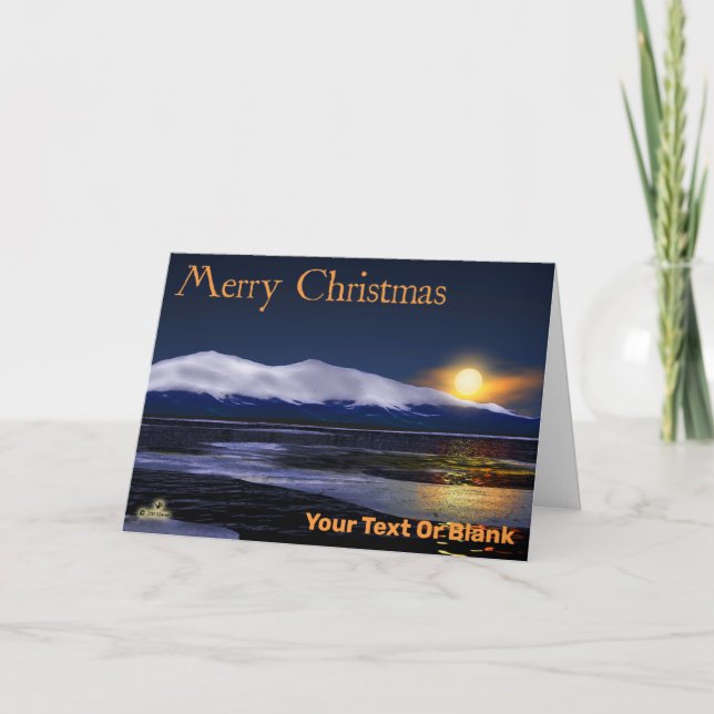 Sunset On Ice - Merry Christmas Holiday Card (Front)